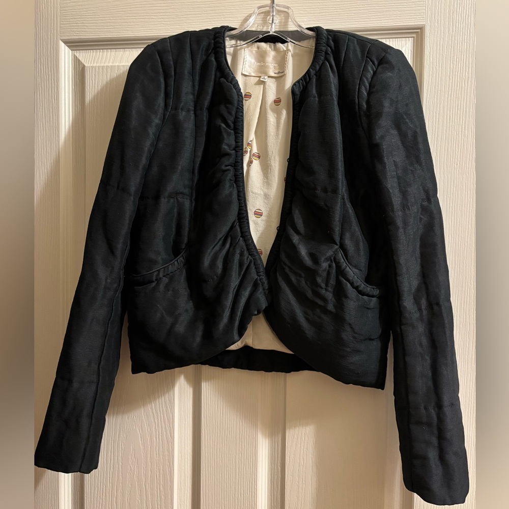 Wilfred little mood black insulated silk mix blazer jacket
